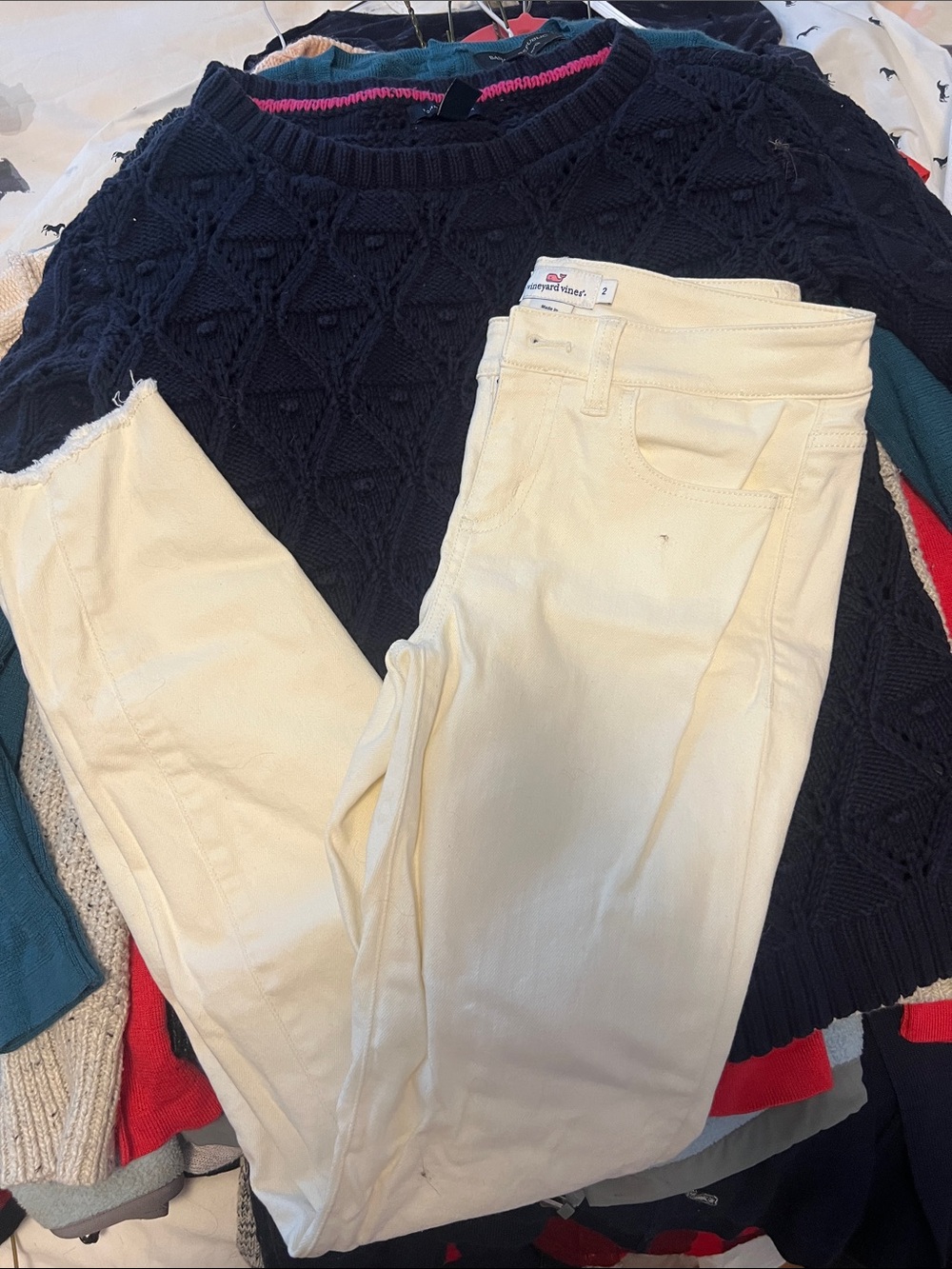NWOT Vineyard Vines Women’s Cream Mid-Rise Jeans